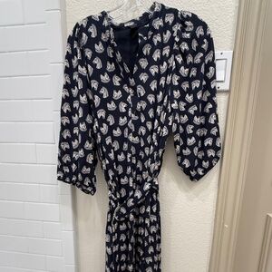 Size 6 Ann Taylor Belted Equestrian Dress Navy Dress